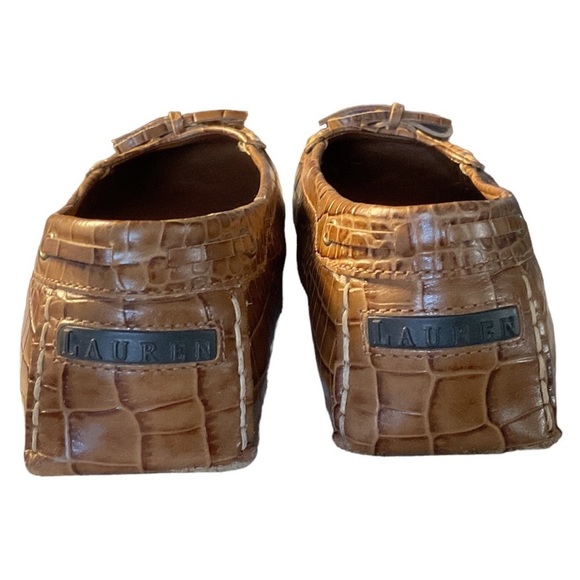 The Lauren Ralph Lauren Catrina Cognac Croc Leather Moc Toe Loafer - Picture 4 of 7